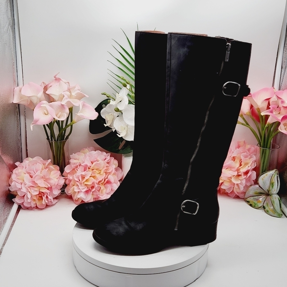 Lucky Brand Hoxy Black Leather Boots Size 8